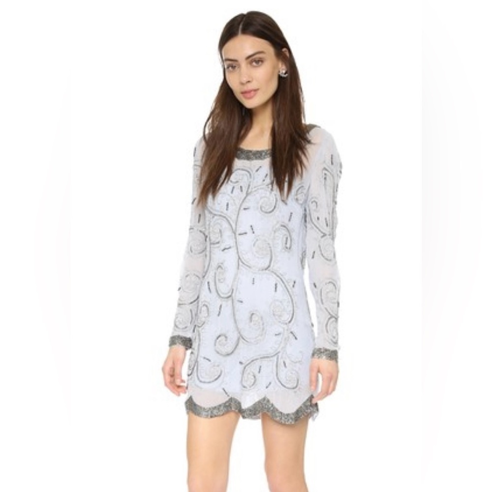 NWT Free People Curling Vines Beaded Shift Dress Embellished Women’s Size 4